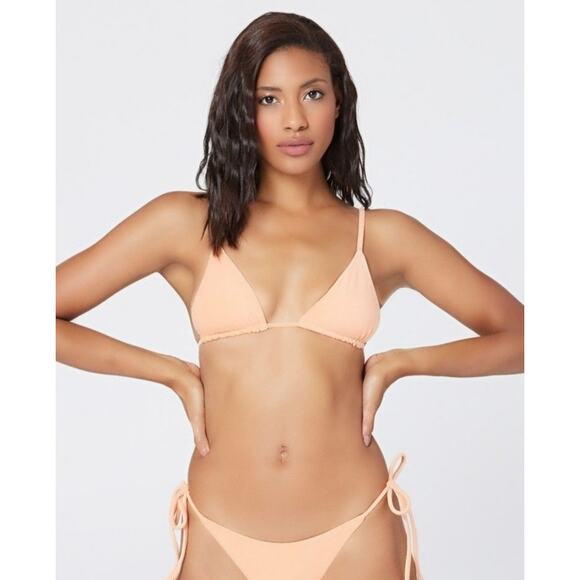 L*Space Brittany Triangle Bikini Top in Tangy Terry Orange Size Large NWT - Picture 1 of 5